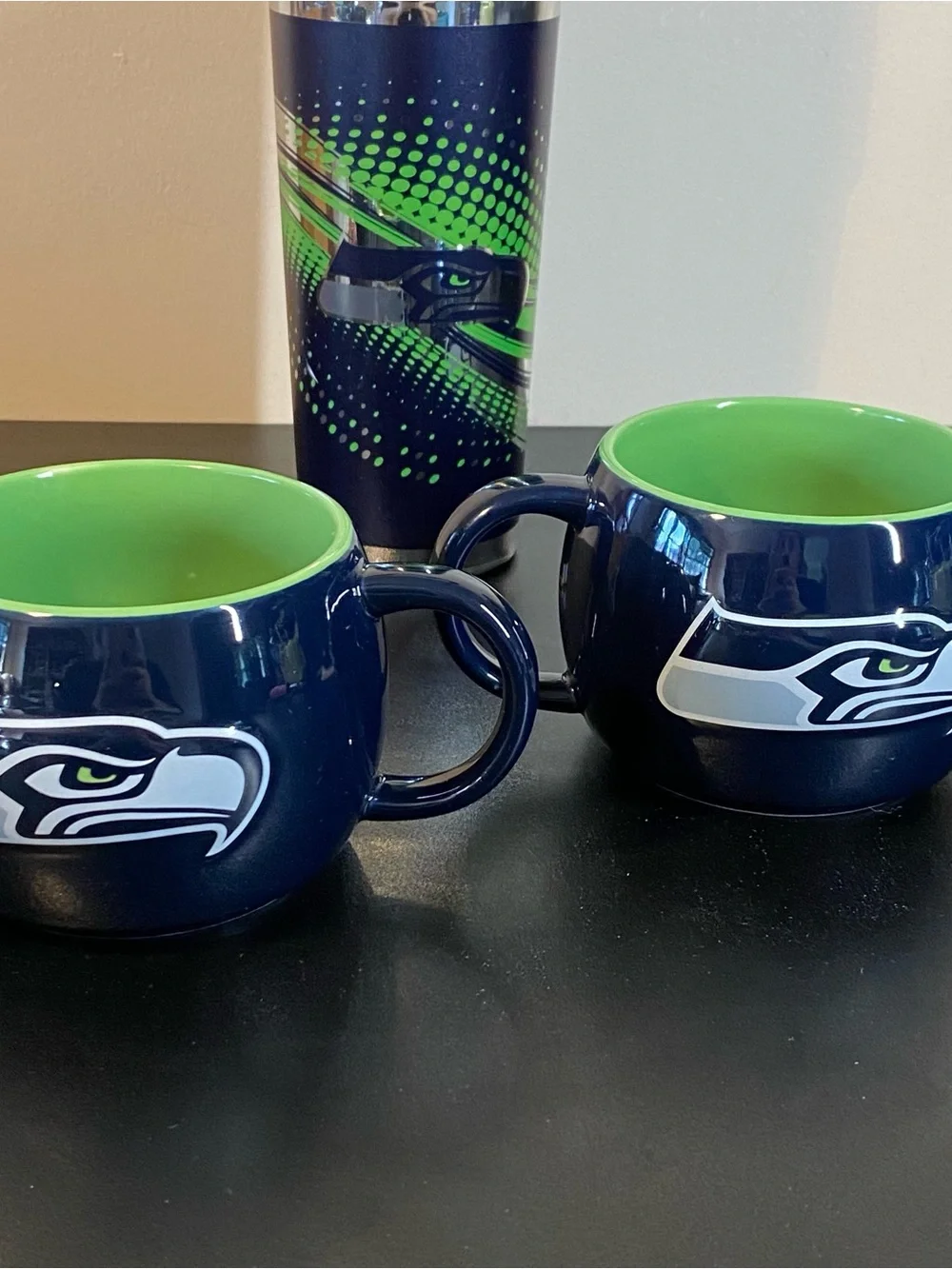 Seattle Seahawks Stainless Steel Travel Tumbler & Ceramic Mug 3 Pc Set
